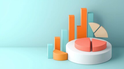 Poster - Minimalist Geometric Financial Infographic with Various Charts and Graphs