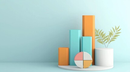Poster - Vibrant Geometrical Shapes and Pastel Colors Arrangement for Modern Interior Decor Display