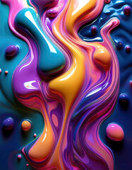 Aufkleber - Colorful Swirls of Liquid Art Create a Mesmerizing Display of Vibrant Hues and Textures