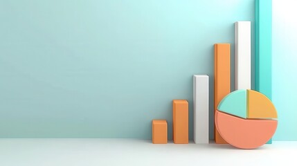 Poster - Colorful 3D Infographic Visualization with Bar Chart Pie Chart and Line Graph