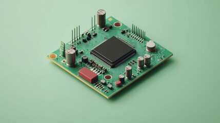 Poster - A cross-section of a transistor, showing its collector, base, and emitter on a smooth pastel lemon background.