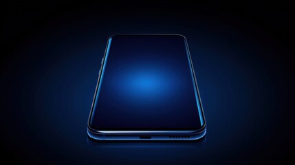 Poster - A curved-edge smartphone with a glowing display on a deep navy blue background.