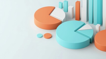 Poster - Colorful Pie and Bar Charts Representing Business Data and Financial Trends