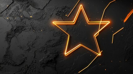 Poster - glowing neon star shaped light fixture on dark background providing modern and futuristic ambiance