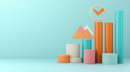 Poster - Minimalist Geometric Abstract Pastel Shapes in Trendy Pastel Backdrop