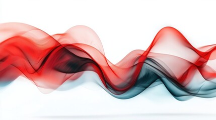 Poster - elegant fluid waves of vibrant red and blue abstract digital art composition