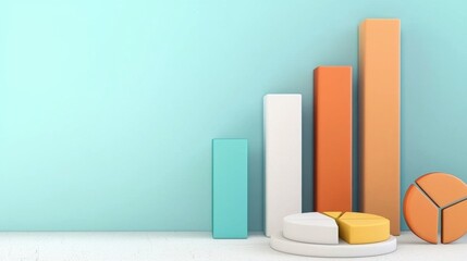 Poster - Vibrant Geometric Abstract Shapes Minimalist Composition Background