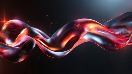 Poster - mesmerizing waves of glowing energy in a futuristic digital landscape