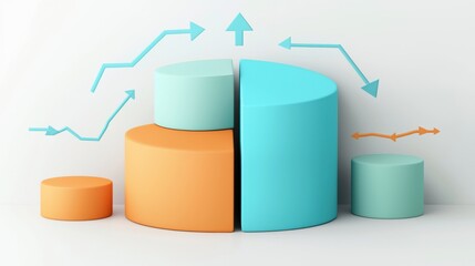 Poster - Colorful 3D Geometric Chart Shapes and Infographic Design Elements