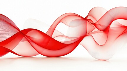 Canvas Print - Vibrant Red Fluid Curves and Flowing Shapes Abstract Digital Art Background