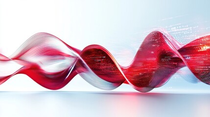 Poster - Flowing Ribbon of Luminous Red and Pink Glass Swirls