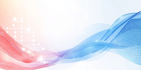 Wall Mural - an abstract tech background with blue and red dots, suitable for use in presentations or as a packag