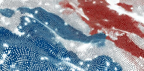 Wall Mural - an illustration with blue and red dots, conceptualizing a technology background, ideal for presentat