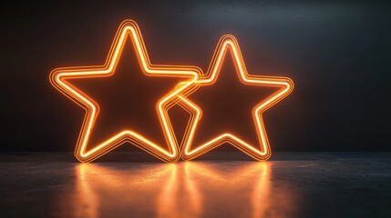 Aufkleber - Striking Neon Star Lights on Dark Background