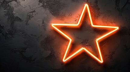 Poster - Glowing Neon Star Shape with Vibrant Red Light Illuminating against Dark Background