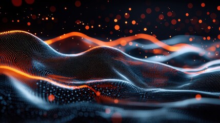 Poster - mesmerizing waves of luminous digital energy in an ethereal landscape