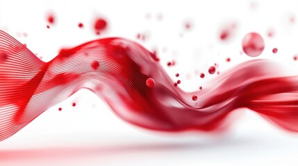 Poster - Mesmerizing Abstract Red and Pink Fluid Wave with Dynamic Swirl and Splash Texture Design