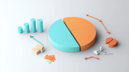 Poster - Pie Chart Bar Graph and Other Data Visualization Elements for Business Analysis and Decision Making