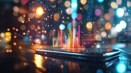 Poster - Mesmerizing Luminous Digital Abstract Backdrop with Shimmering Glowing Sparks and Dazzling Lights