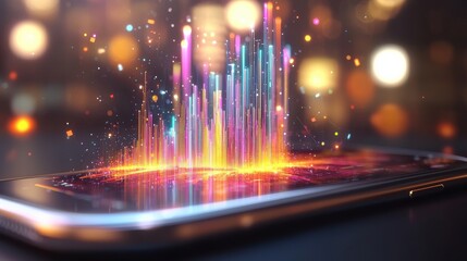 Poster - Captivating Digital Landscape with Vibrant Lights and Futuristic Visuals