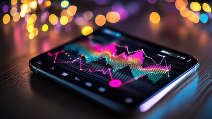 Poster - Vibrant Digital Market Analysis and Financial Data Visualization on Smartphone Screen