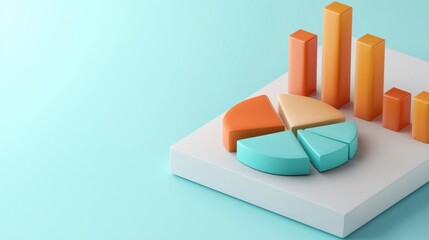 Poster - Colorful Financial Data Visualization with Pie and Bar Charts on White Background