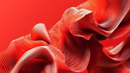 Wall Mural - a simple red backdrop with an abstract pattern of wavy lines