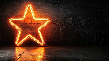 Poster - Glowing Neon Star Shape Illuminated in Dark Abstract Background