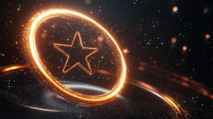 Poster - Glowing Cosmic Star Burst with Radiant Energy Trails in Space