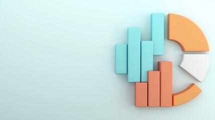 Poster - Pastel Colored Abstract Geometric Shapes in Minimal Composition