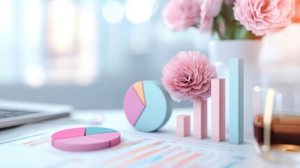Poster - digital business analytics presentation with infographic charts and graphs