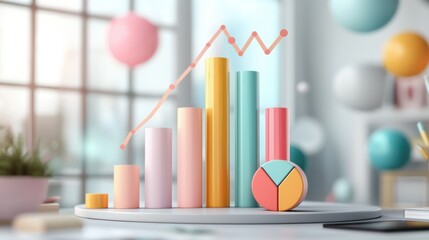 Poster - colorful geometric charts and graphs for business analytics and financial planning