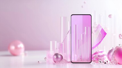 Poster - pastel pink and purple gradient geometric abstract background with soft light and minimal 3d renderi