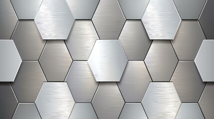 Wall Mural - A sleek hexagonal metal background illuminated by soft light, creating an elegant and modern aesthetic for various designs.