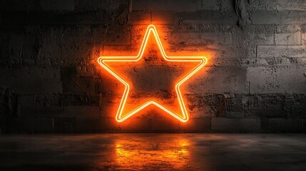 Poster - Glowing Neon Star Lighting Up the Moody Dark Wall