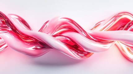 Poster - Vibrant Fluid Swirls and Twisting Loops in Mesmerizing Pink and Red Gradient
