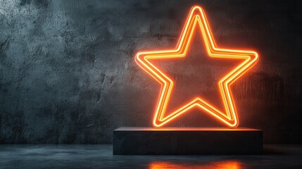 Poster - Glowing Neon Star Signage on Dark Background with Abstract Art Design