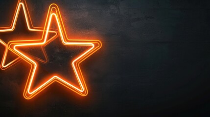 Poster - Glowing Neon Stars Against Dark Backdrop Bright Vibrant Shining Luminous Cosmic Celestial Futuristic Design