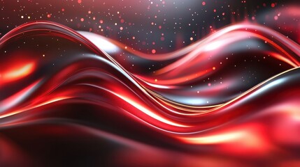 Poster - Captivating Waves of Fiery Radiance   Mesmerizing Abstract Digital Artwork