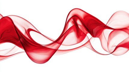 Poster - Mesmerizing Flows of Vibrant Red and Pink Curves and Waves   Abstract Digital Art Background