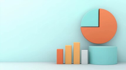 Poster - pastel colored 3d geometric shapes composition on minimal background