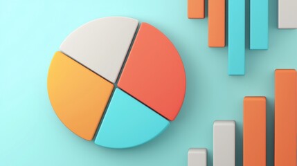 Poster - Circular Pie Chart Visualization in Pastel Color Tones for Data Analysis and Reporting