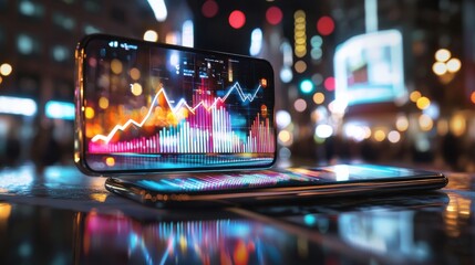 Poster - Smartphone Displaying Financial Data Trends and Analytics Dashboard