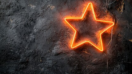 Poster - Glowing Neon Star Shining Brightly in the Night Sky Against a Dark Backdrop