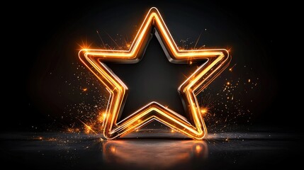 Poster - Glowing Neon Star Abstract Background With Shining Sparks and Brilliant Illumination