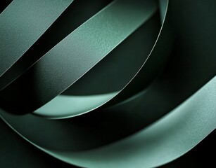 Poster - Smooth, undulating green ribbons intertwine, creating a mesmerizing abstract composition with subtle shadows and highlights enhancing the curves and textures