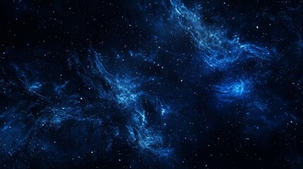 Poster - Cosmic background showing blue nebulae and shining stars creating a breathtaking deep space scene, perfect for science fiction or astronomy projects