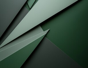 Poster - Overlapping geometric shapes in varying shades of green create a dynamic and visually engaging abstract composition, ideal for modern and minimalist designs