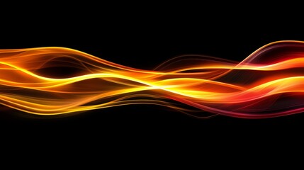 Poster - Smooth and elegant abstract waves in shades of orange and red create a dynamic and vibrant design element against a dark backdrop, perfect for technology, energy, or music-themed projects
