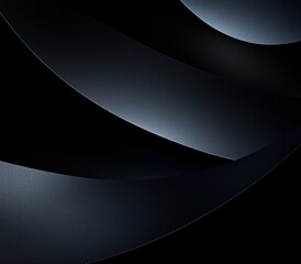 Poster - Smooth and elegant dark gray stripes curving gracefully on a black background, creating a sophisticated and abstract composition with a touch of mystery